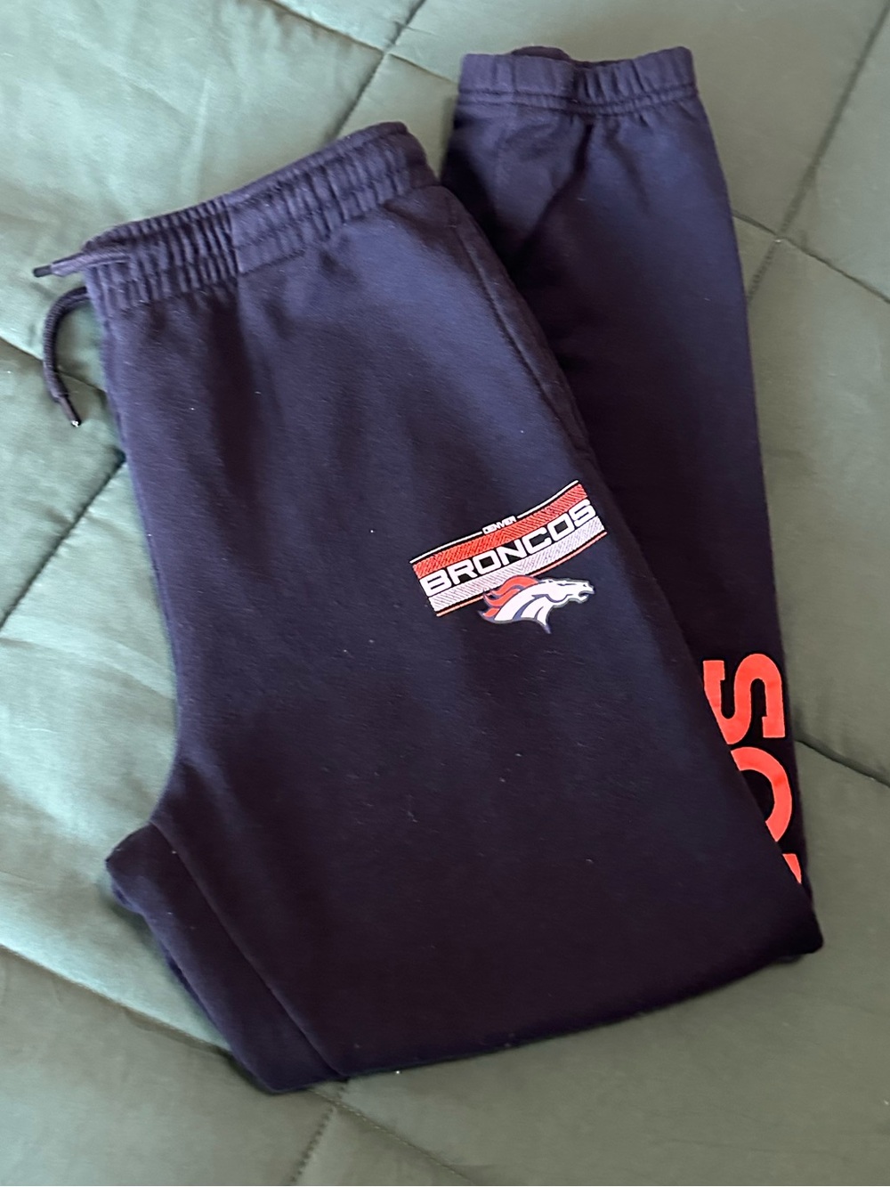 NFL Navy Blue Broncos Sweatpants with Orange Logo